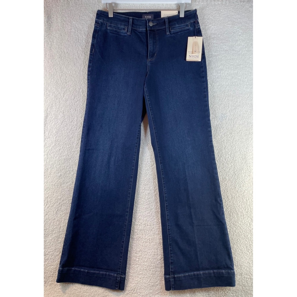 nwt NYDJ teresa wide leg trouser jeans 8 burbank wash tailored quiet luxury fall